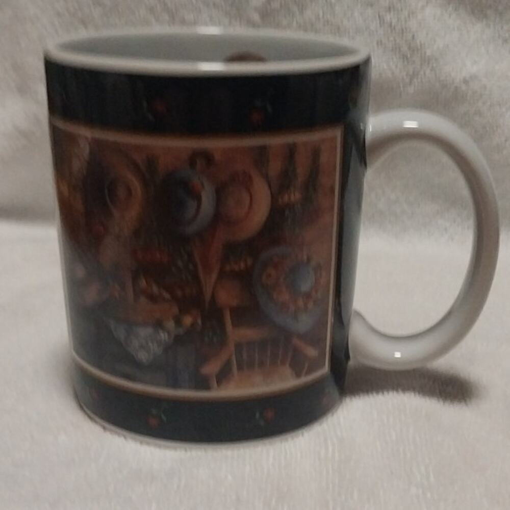 Lang & Wise Vintage 1997 Painted Art Theme Decorative Ceramic Coffee Mug